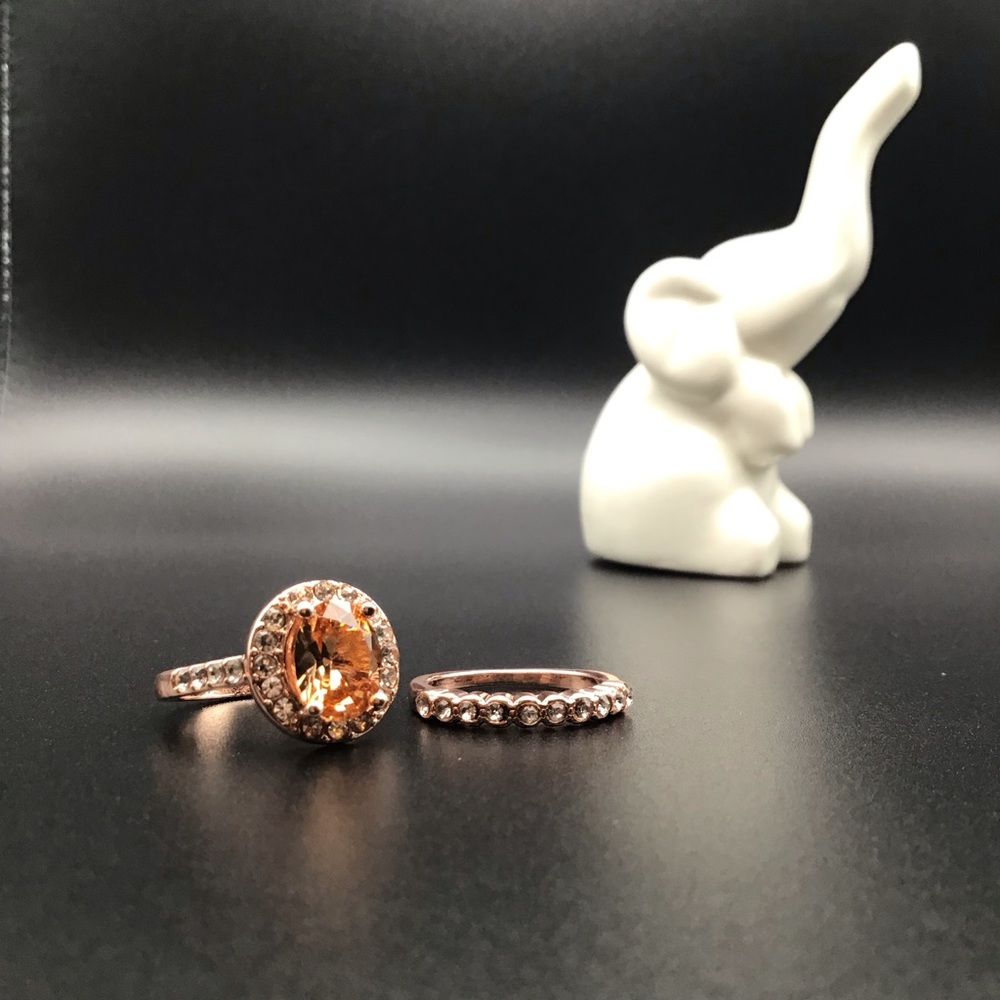 18k Rose Gold Plated Champagne Rhinestone Rings
